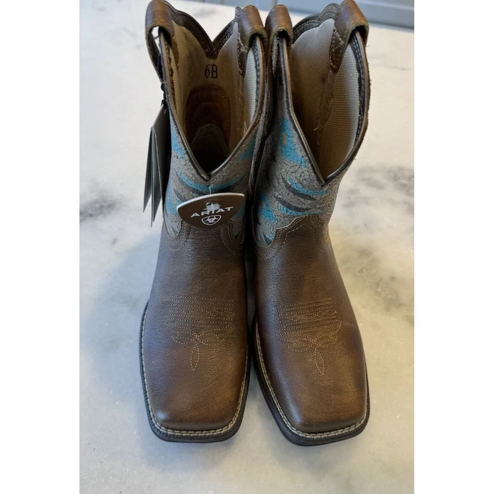 Ariat Anthem Shortie Savanna Boots Women 6 Dry Taupe Turquoise Aztec 10042576